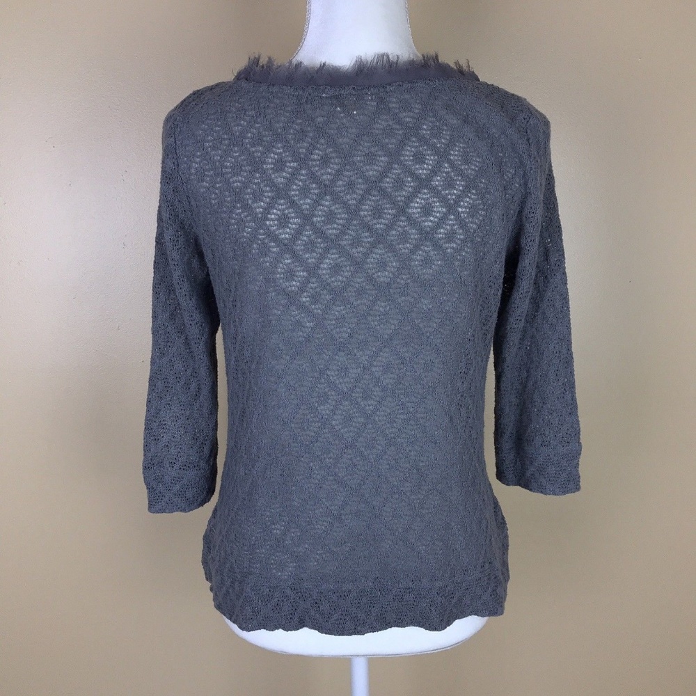 ⚡ Meadow Rue ANTHROPOLOGIE Gray Frayed Sweater - Picture 4 of 5